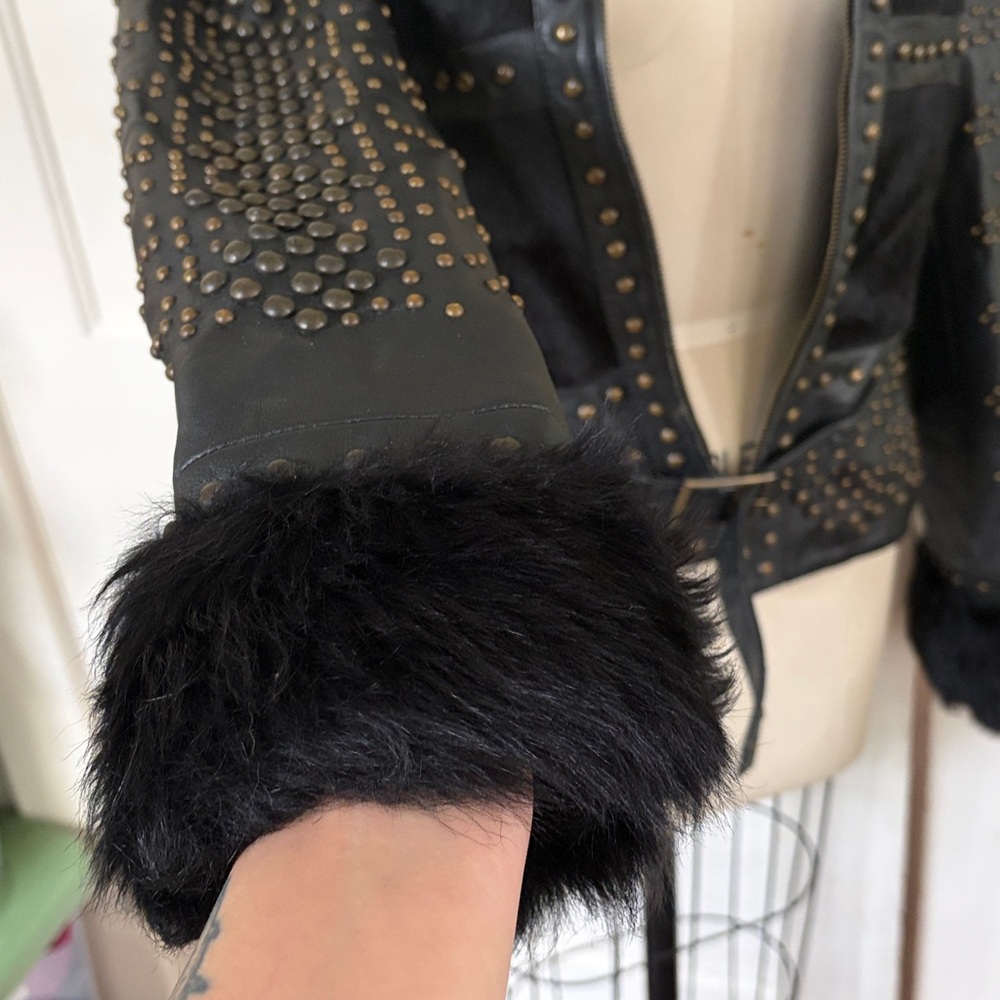 Cache Black Studded Leather Jacket - image 3